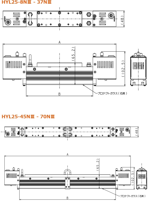 線集光タイプ HYLシリーズ(水冷式)寸法図